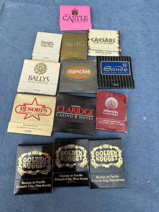 13 VINTAGE MATCHBOOKS FROM ATLANTIC CITY CASINOS