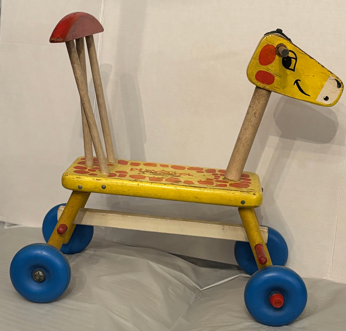 Vintage Playskool Wooden Giraffe Ride On Toy