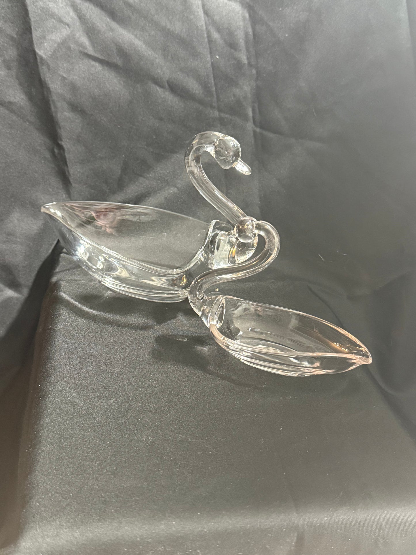 Vintage Duncan Miller Crystal Swan Candy Dishes- Set of 2