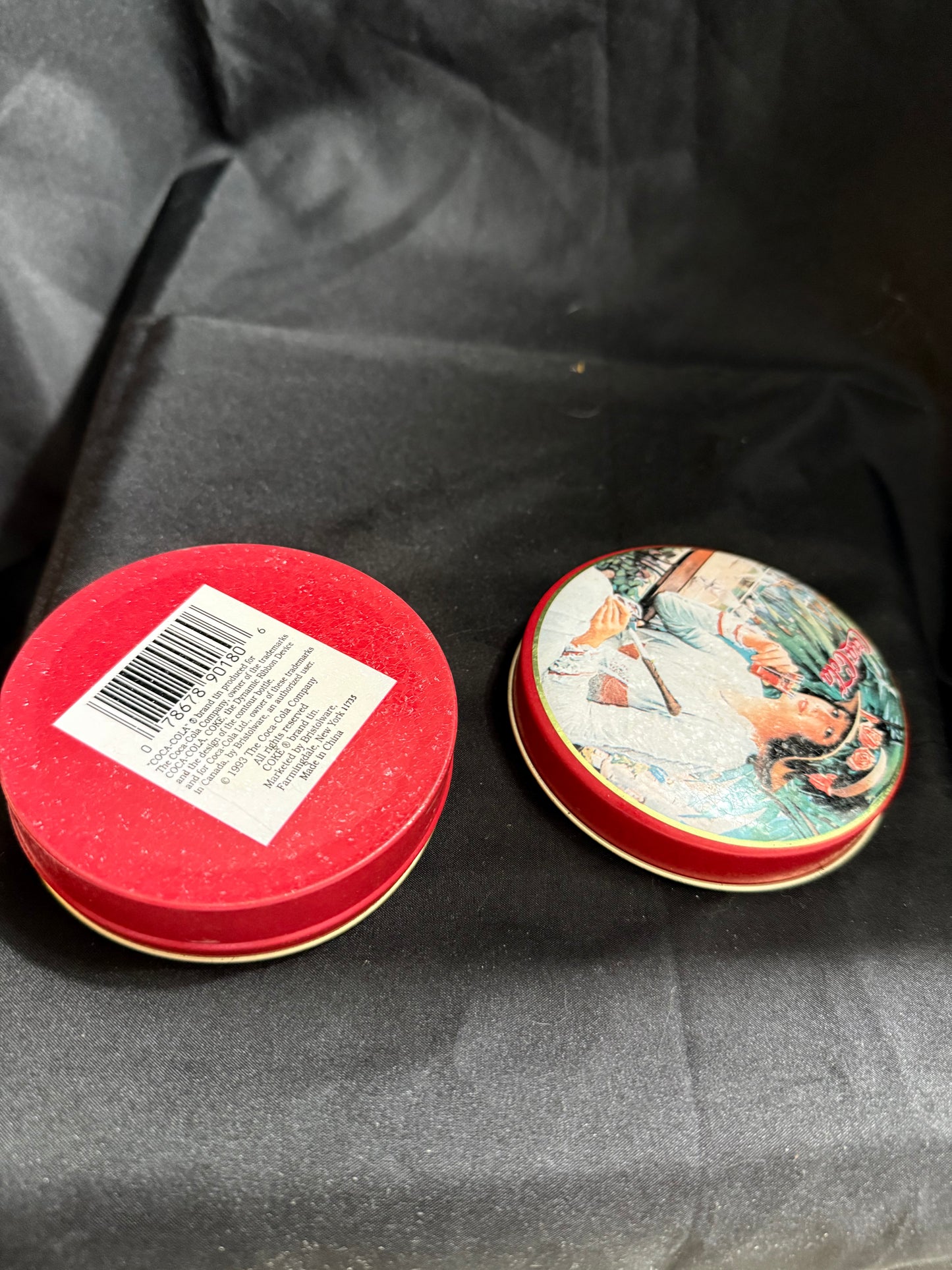 COCA COLA CALENDAR GIRLS ROUND RED TIN