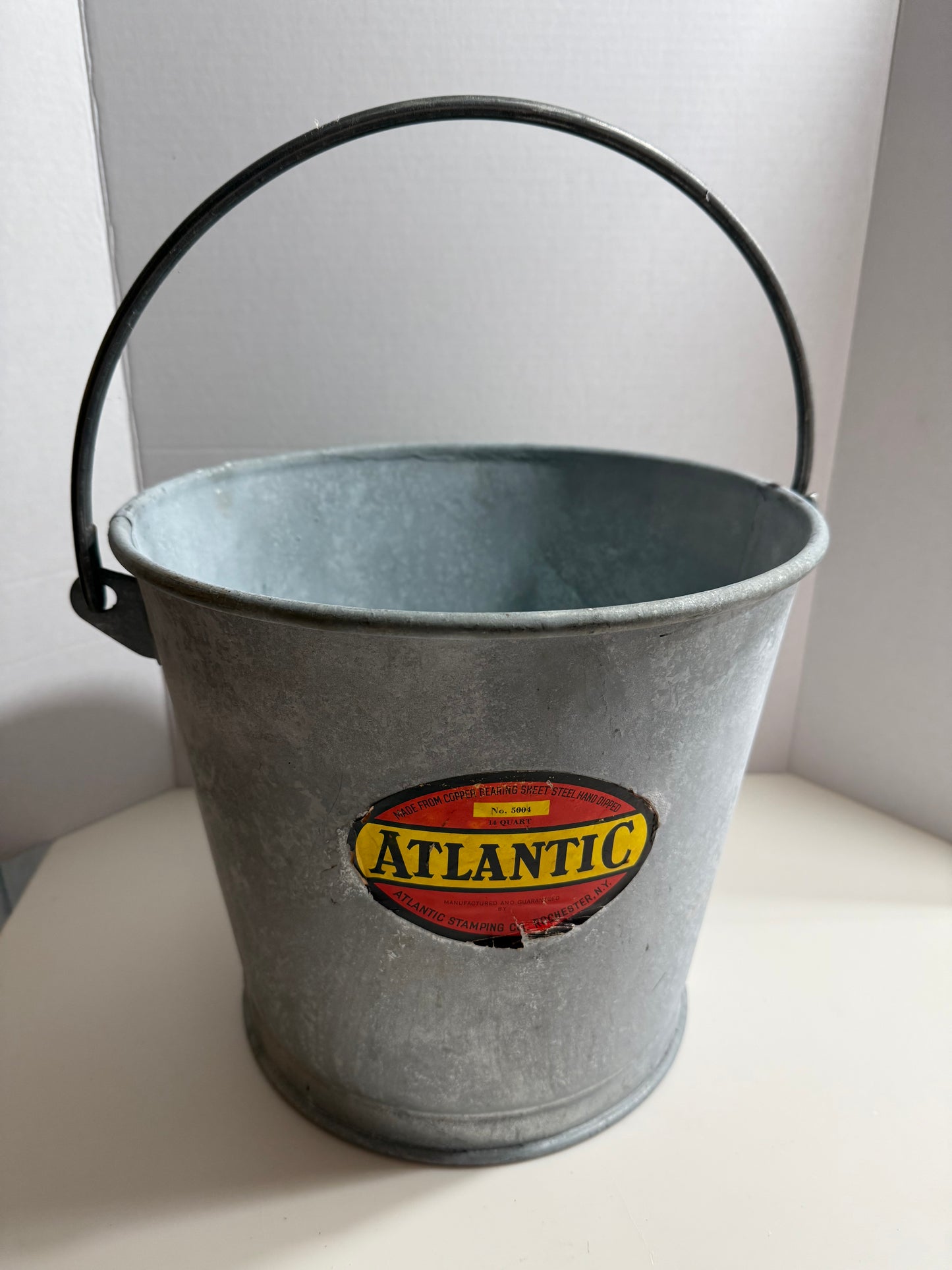 Vintage Galvanized 14 Quart Metal Bucket #5004