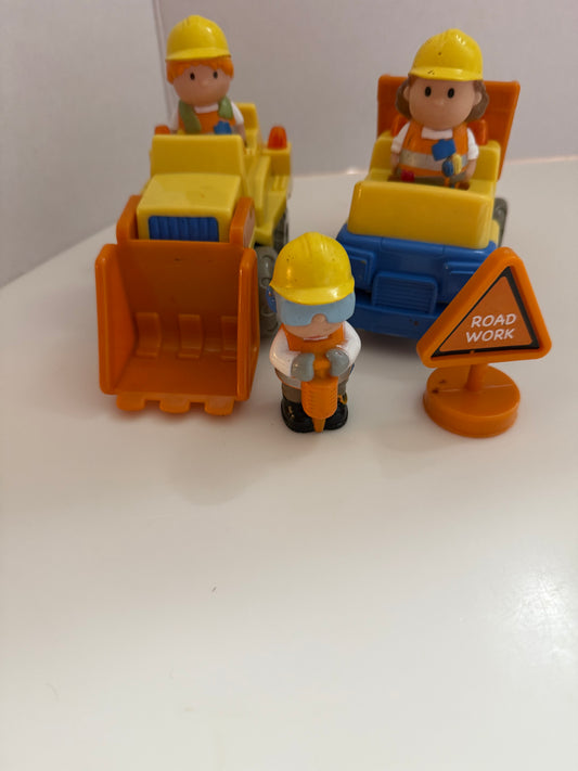 Vintage Happy Land Construction Vehicles and Figures