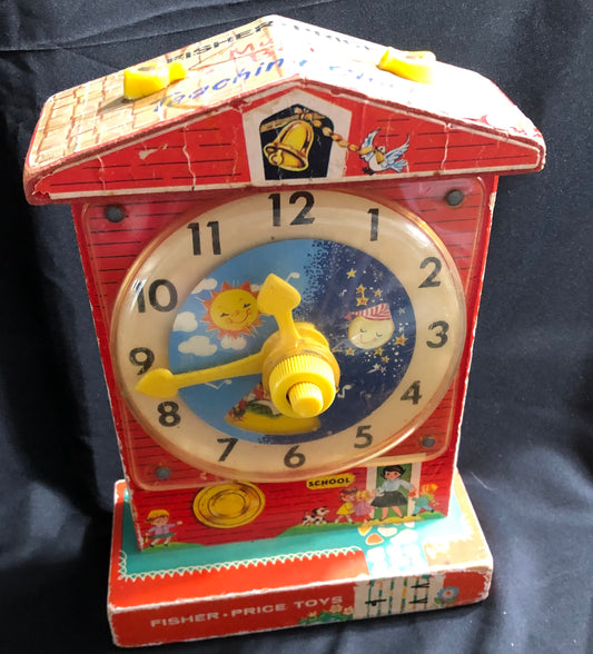 Vintage Fisher Price Music Box Teaching Clock #998
