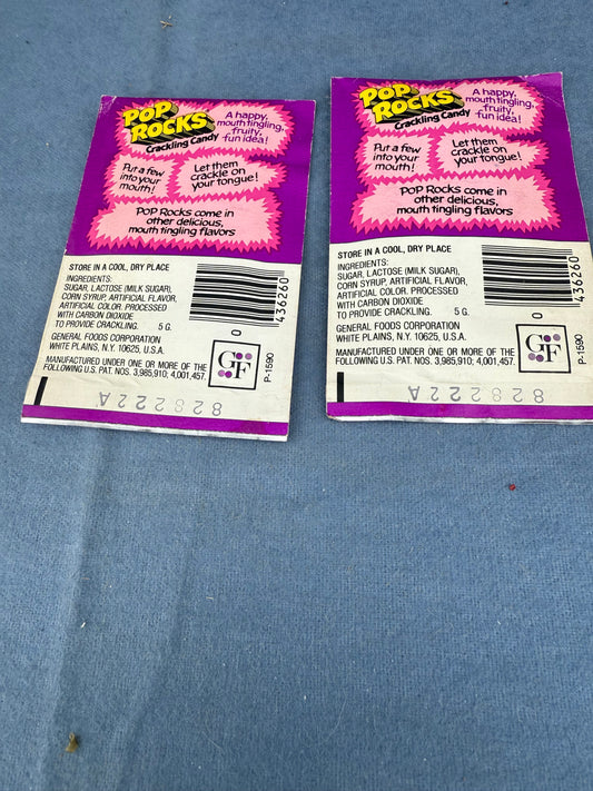 VINTAGE 1982 POP ROCKS CRACKLING CANDIES 2 PACKS
