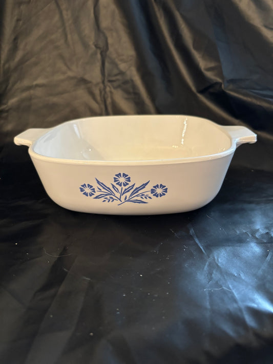 Vintage 1 Quart Blue Cornflower Square Corning Ware Casserole Dish #P1B