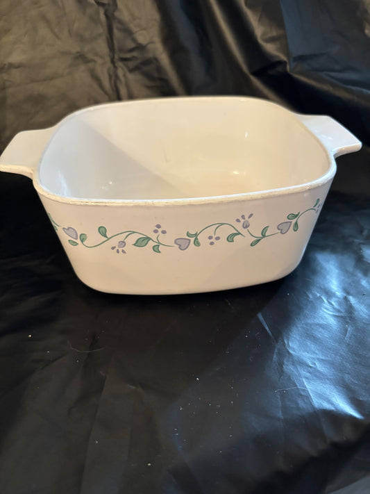Vintage 1 Quart Country Cottage Square Corning Ware Casserole Dish #A1B