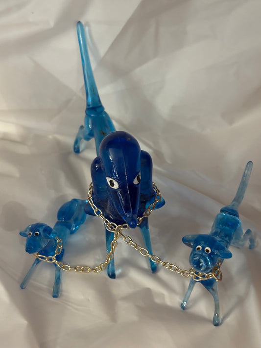 Vintage Blue Lucite Dachshund Family