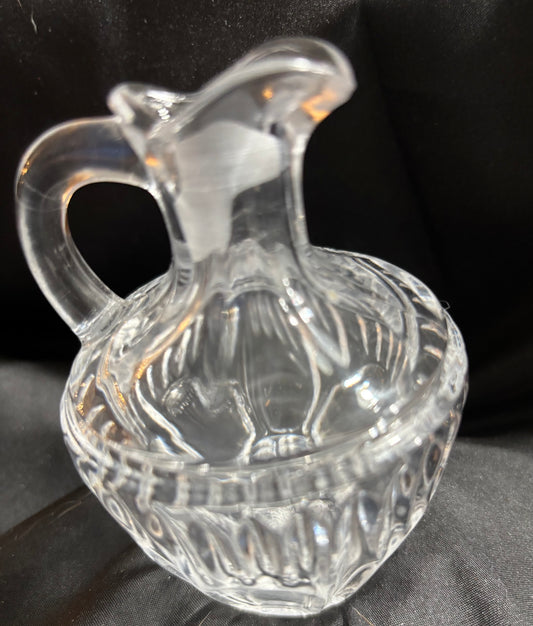 VINTAGE A. H. HEISEY GLASS CREAMER/SYRUP DISPENSER "NARROW FLUTE" AKA "COLONIAL" OR "FLAT PANELED #353"