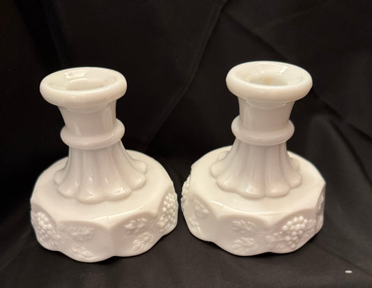 Vintage Westmoreland Milk Glass Candlestick Holders
