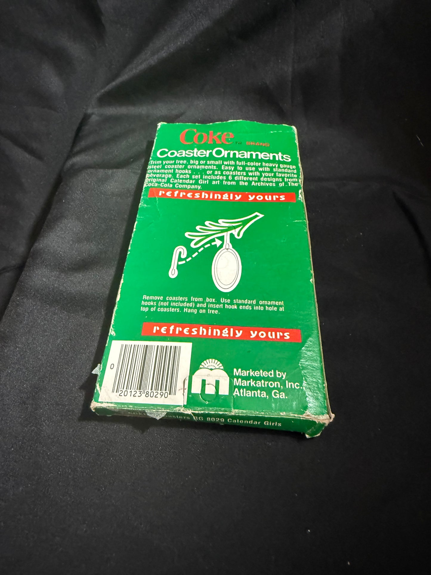GREEN COCA COLA VINTAGE TIN COASTERS SET (1987-1992)
