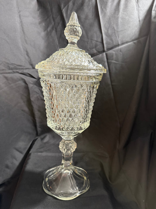 Vintage Inda Glass Tiara Diamond Point Apothecary Vase