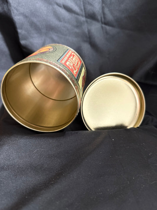 COCA COLA VINTAGE ROUND RED TIN FEATURING THE ORIGINAL COCA COLA CALENDAR GIRL