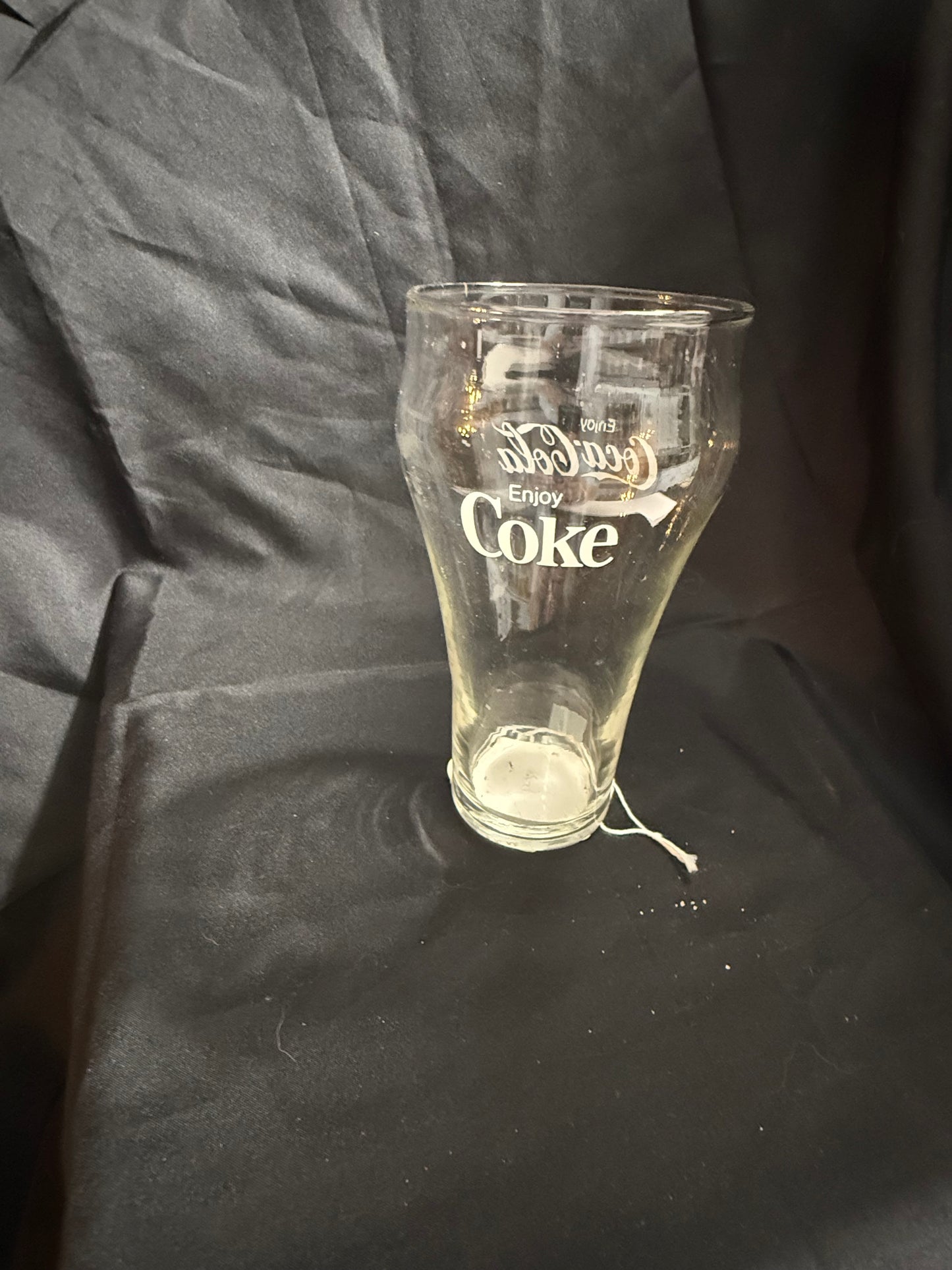 COCA COLA CLEAR BELL-SHAPED GLASS WITH HANDLE