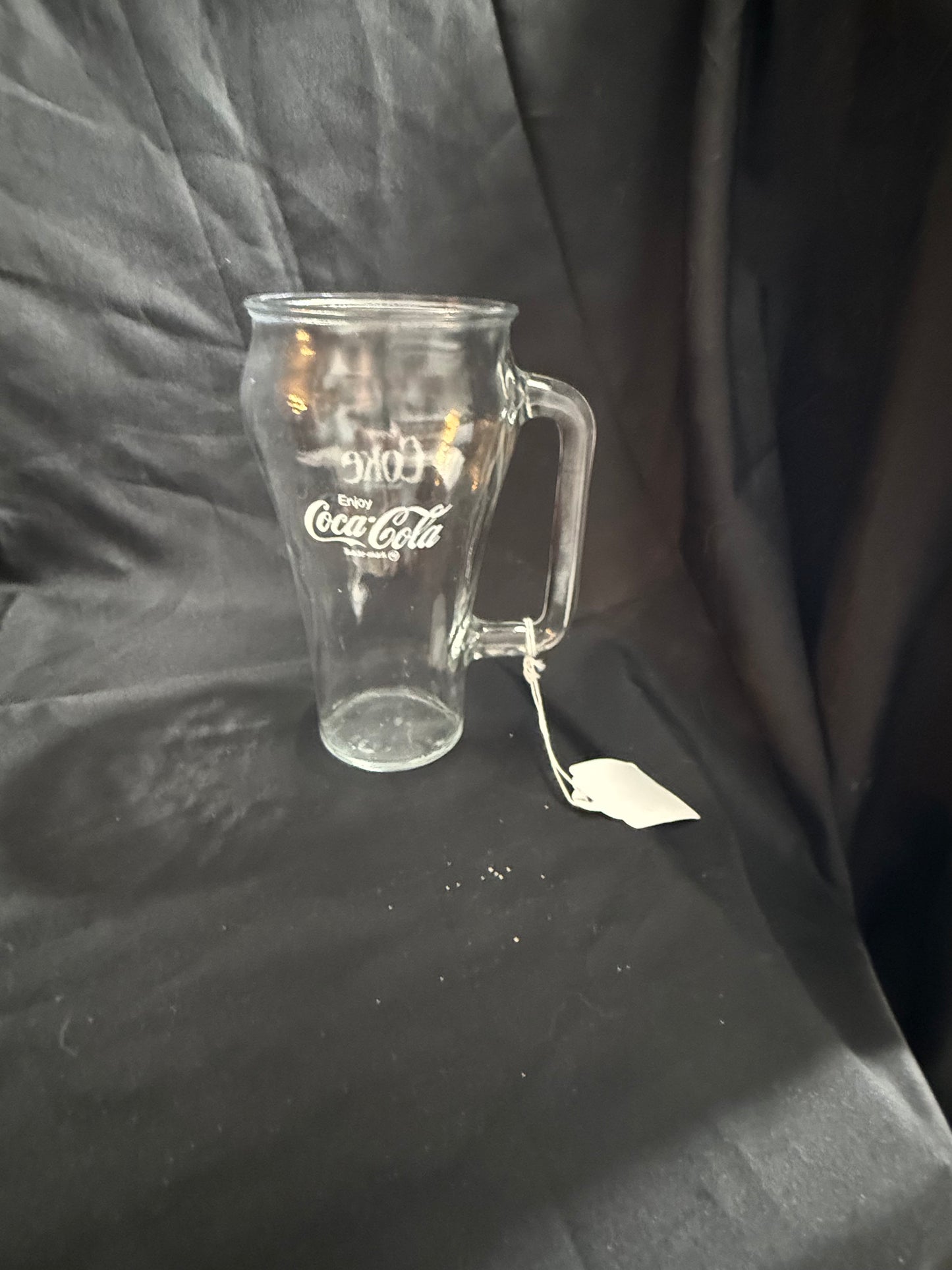 COCA COLA CLEAR BELL-SHAPED GLASS WITH HANDLE