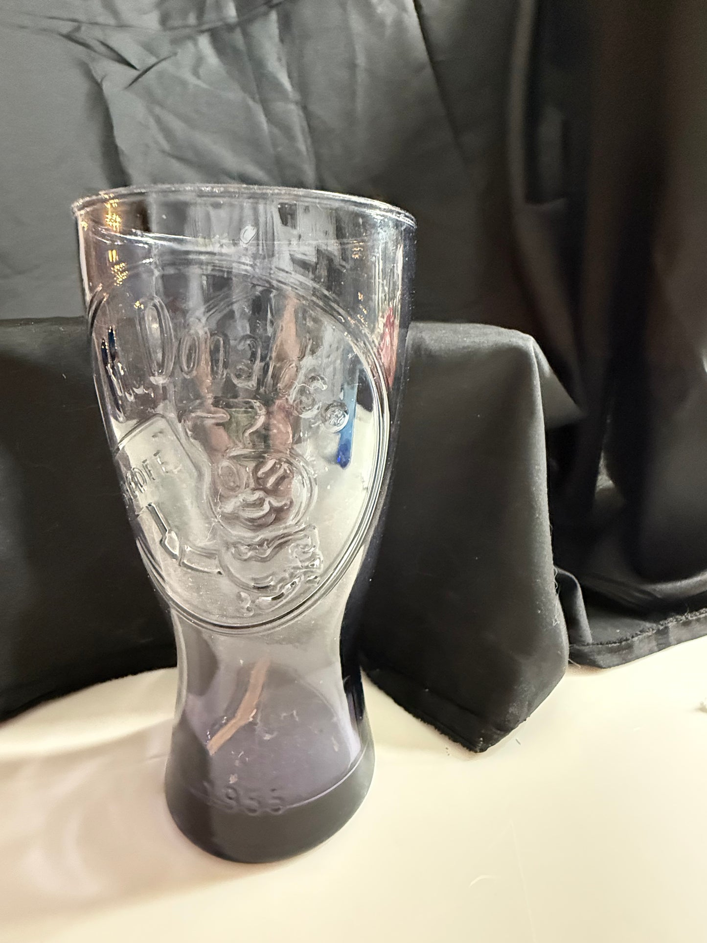 McDONALD's 1955 VINTAGE EMBOSSED PURPLE 16 OZ. GLASS
