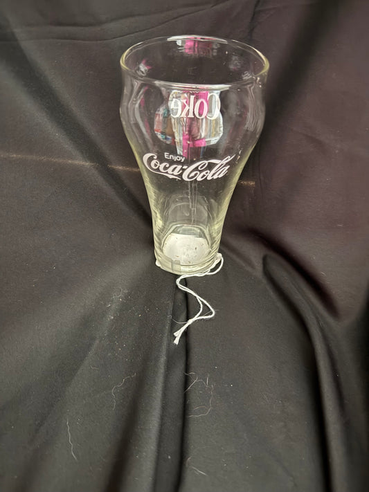 ENJOY COCA COLA CLEAR BELL SHAPED SODA FOUNTAIN GLASS