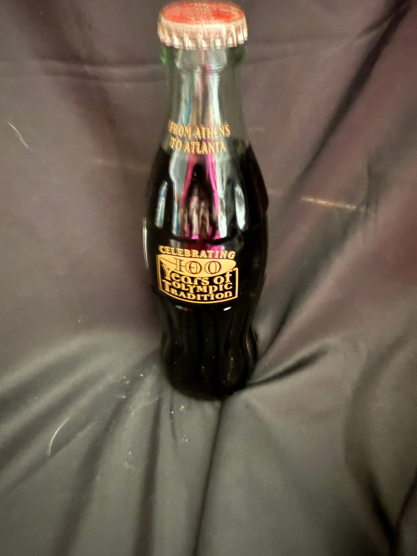 COCA COLA BOTTLE - BALTIMORE RAVENS - 10 YEARS OF RAVENS FOOTBALL - FULL 8 OZ.