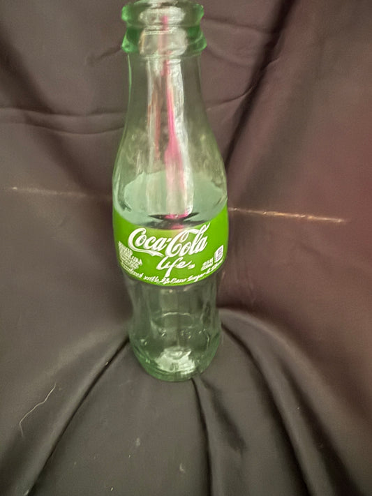 COCA COLA LIFE GREEN GLASS BOTTLE 8 FL OZ