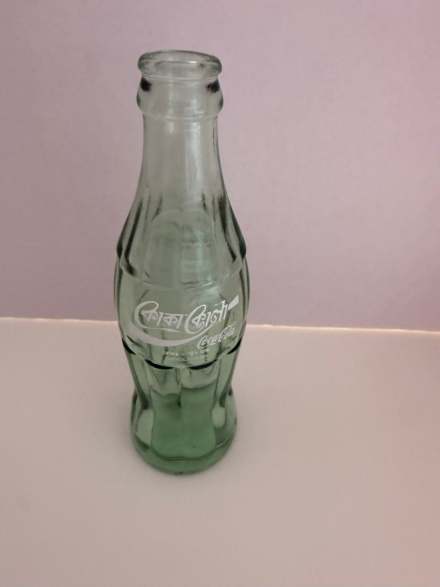 ICONIC GREEN CONTOURED GLASS COCA COLA GLASS BOTTLE FROM BANGLADESH (EMPTY)
