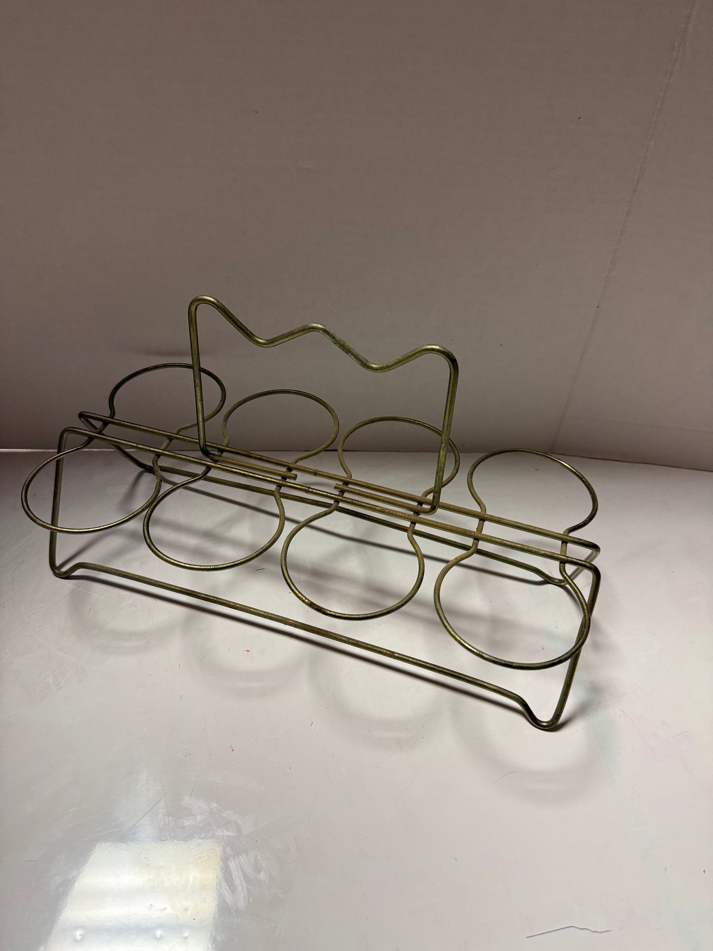 Vintage 1950s Hollywood Regency brass caddy barware glass set