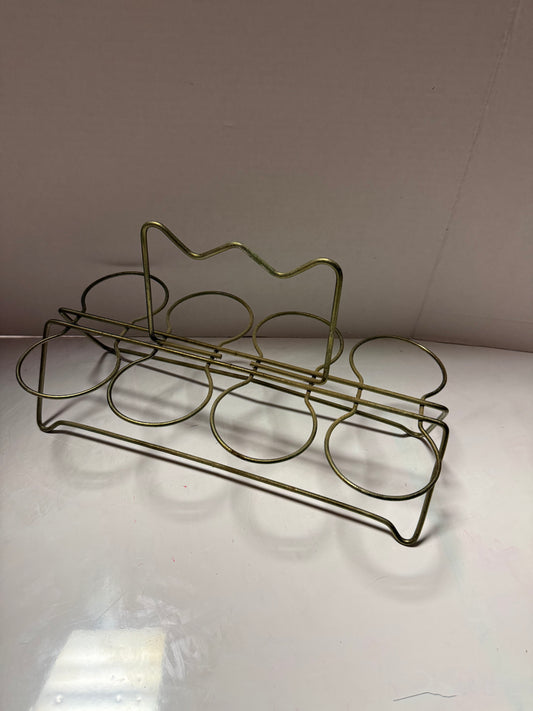Vintage 1950s Hollywood Regency brass caddy barware glass set